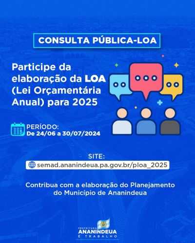 Contribua com a elaboração do Planejamento do Município de Ananindeua para 2025