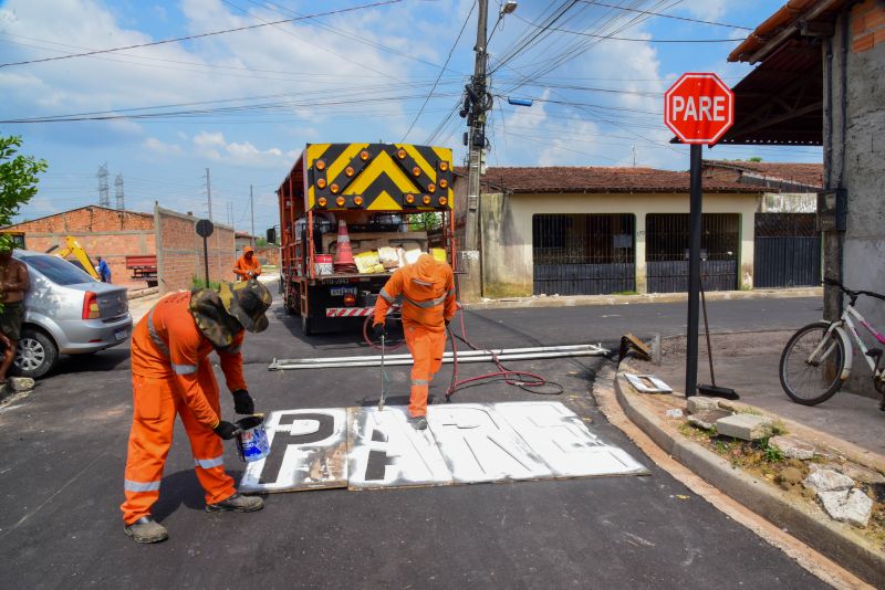 Sinalização Asfáltica na Comunidade Hokkaida no bairro Águas Brancas