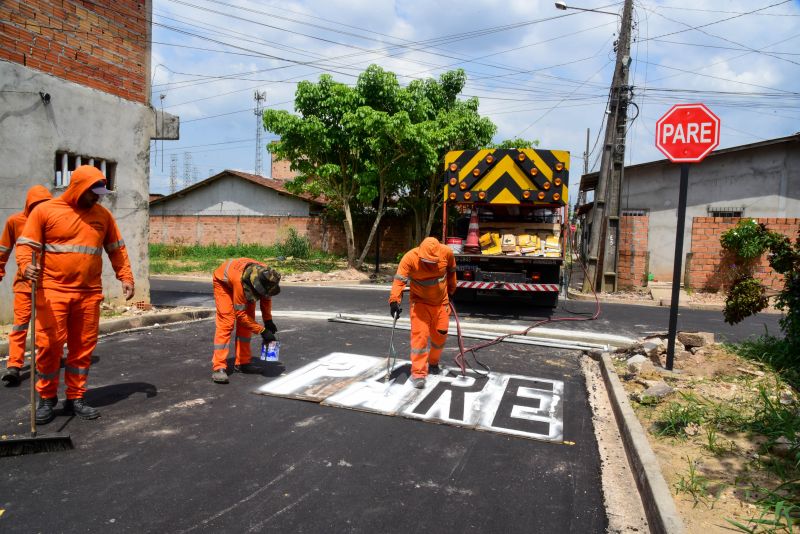 Sinalização Asfáltica na Comunidade Hokkaida no bairro Águas Brancas