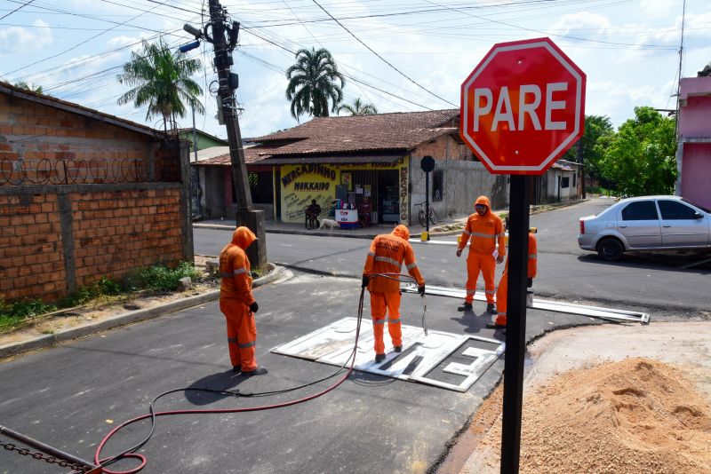 Sinalização Asfáltica na Comunidade Hokkaida no bairro Águas Brancas