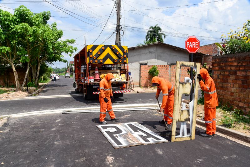 Sinalização Asfáltica na Comunidade Hokkaida no bairro Águas Brancas