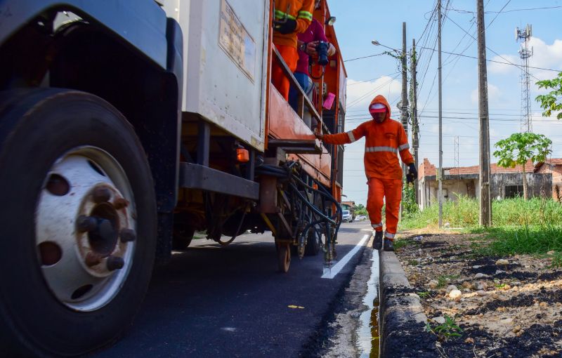 Sinalização Asfáltica na Comunidade Hokkaida no bairro Águas Brancas