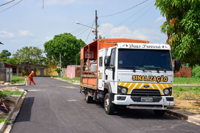 Sinalização Asfáltica na Comunidade Hokkaida no bairro Águas Brancas