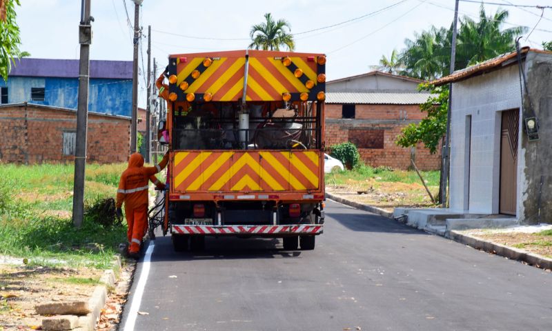 Sinalização Asfáltica na Comunidade Hokkaida no bairro Águas Brancas