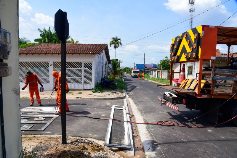 Sinalização Asfáltica na Comunidade Hokkaida no bairro Águas Brancas