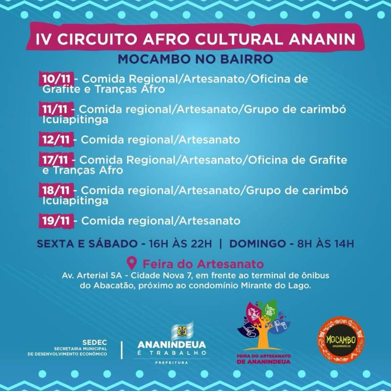 Feira do Artesanato está com oficinas abertas, a programação inicia nesta sexta-feira 10