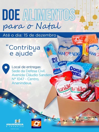 Defesa Civil de Ananindeua recebe doações para a Campanha Solidária de Natal até 15 de dezembro