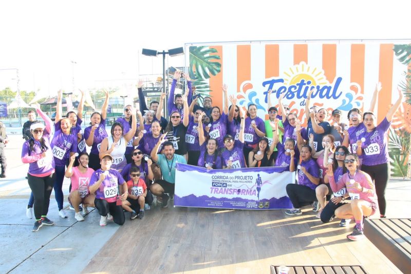 Corrida do projeto Defesa Pessoal para Mulheres (PDP-Mulheres) na Orla do Icuí