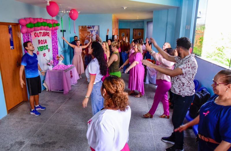 Ação outubro rosa e verde na secretaria de Saúde.